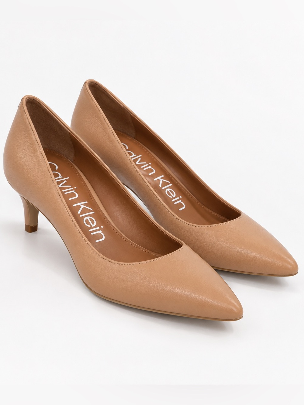 Calvin Klein Gabrianna Nude Pointed Toe Kitten Heel Pumps Size 5.5 NIB